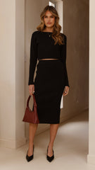 Iluka Knit Midi Skirt - Black