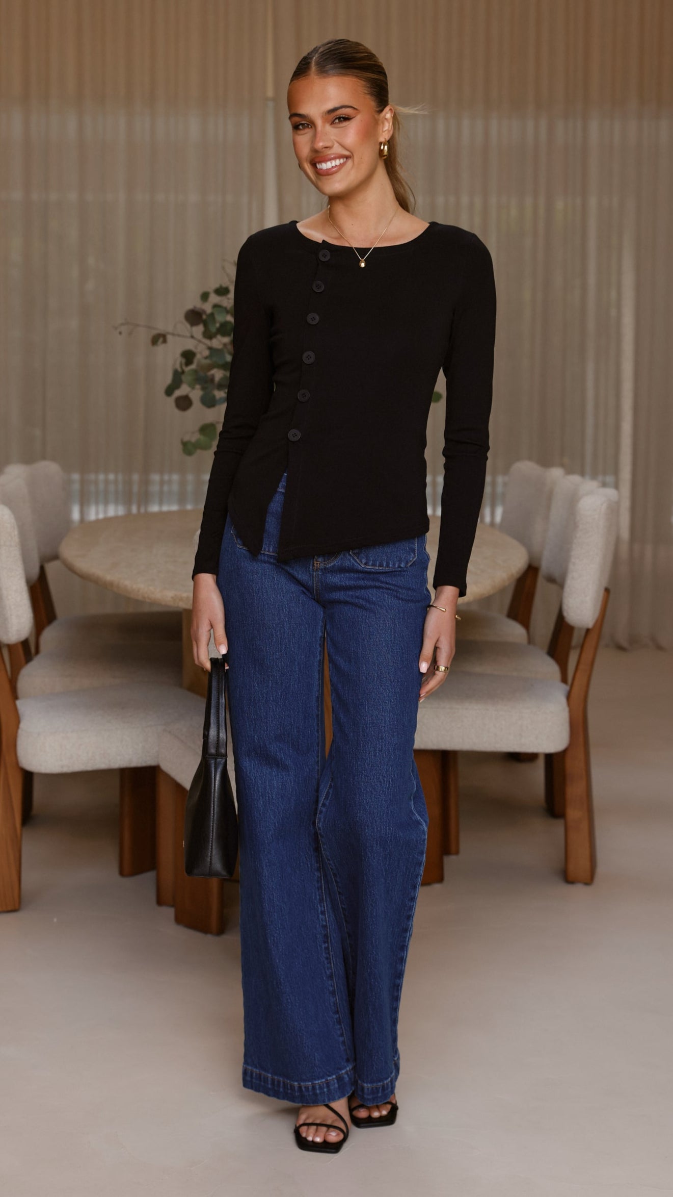 Addison Long Sleeve Top - Black