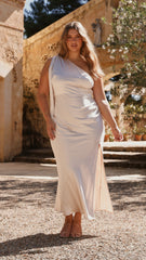 Halle One Shoulder Maxi Dress - Champagne