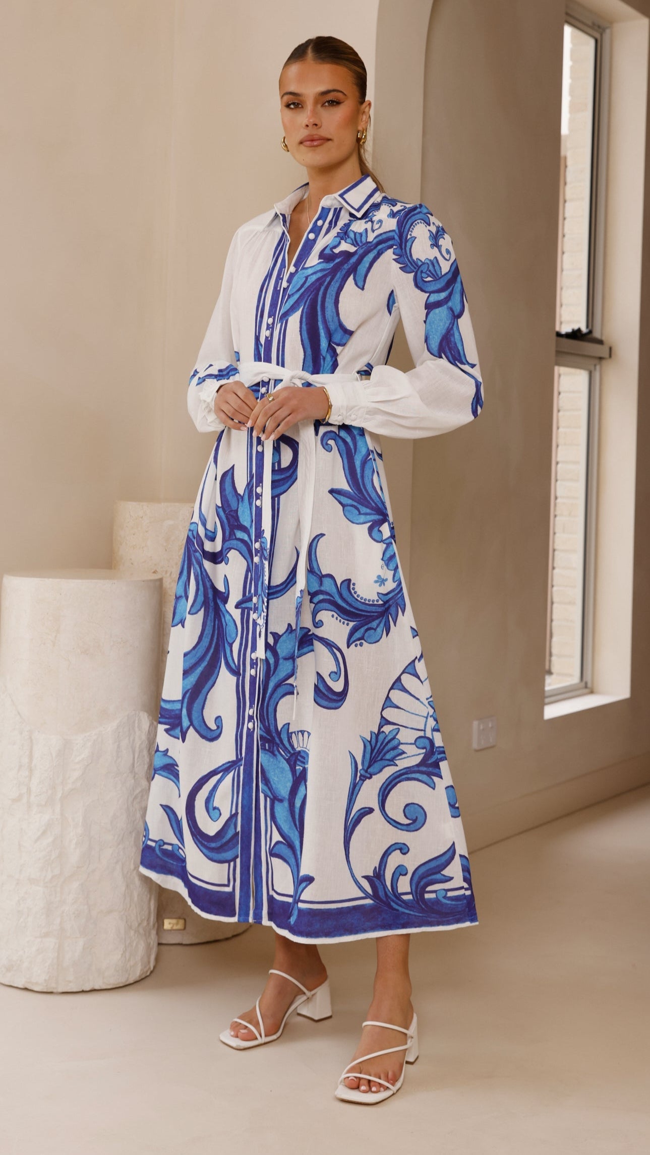 Lucia Long Sleeve Maxi Dress - Sapphire Print