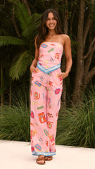 La Sirena Scarf Top and Pants Set - Pink Soleil