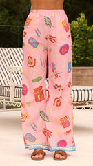 La Sirena Scarf Top and Pants Set - Pink Soleil