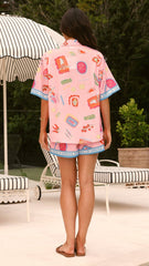 La Sirena Button Up Shirt and Shorts Set - Pink Soleil