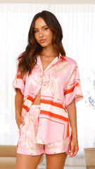 Alma Shorts - Pink/White Print