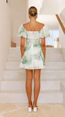 Laury Mini Dress - Green Floral