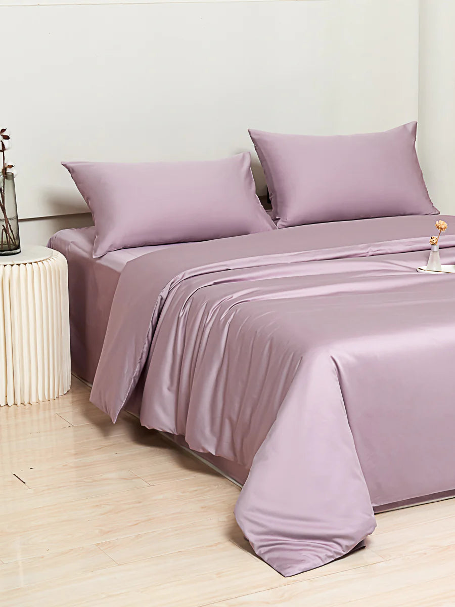 Pearlish Purple Premium Cotton Duvet Cover Set