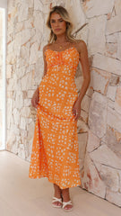Farna Midi Dress - Orange Floral