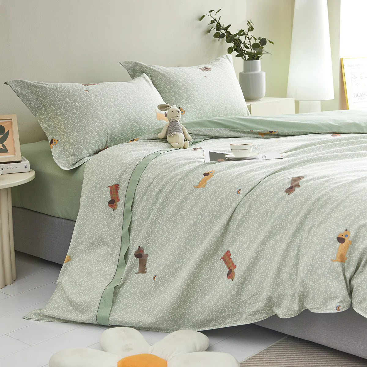 Buddy Cotton Fitted Sheet Duvet Cover Set