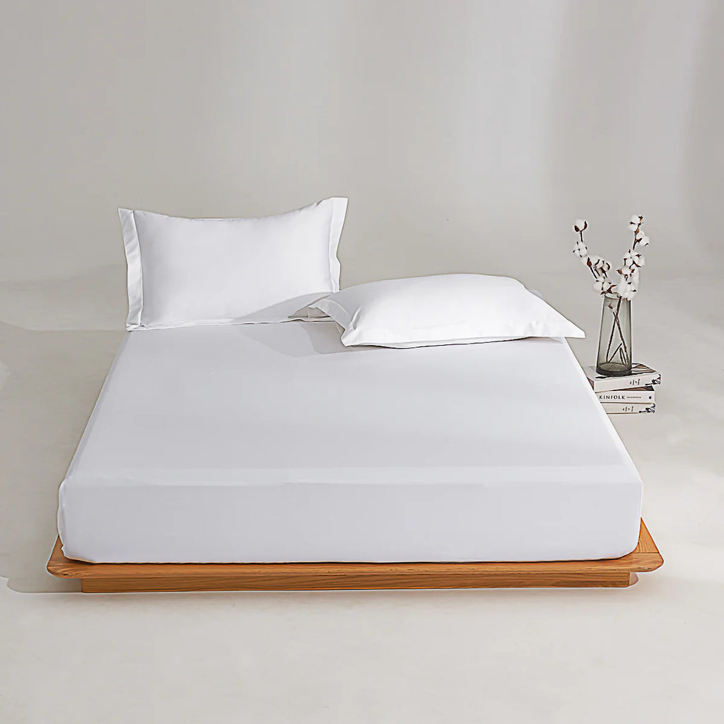 Snowflake White Premium Cotton Fitted Sheet