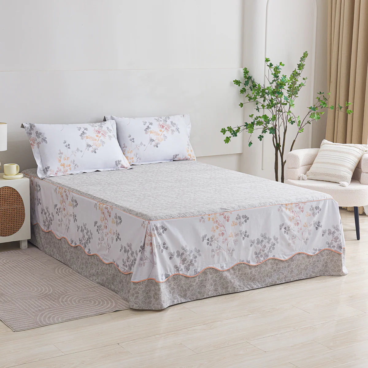 Goya Cotton Bedskirt Duvet Cover Set