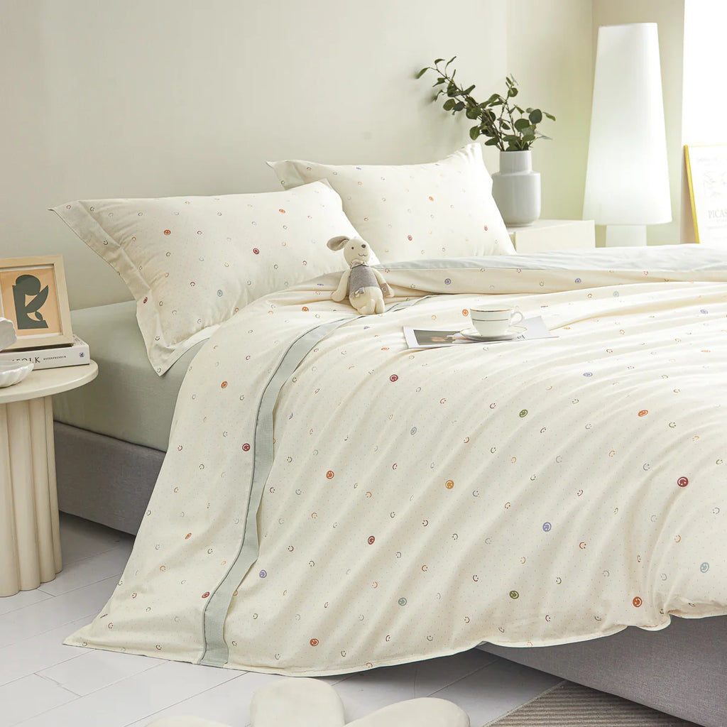 Smizen Cotton Fitted Sheet Duvet Cover Set