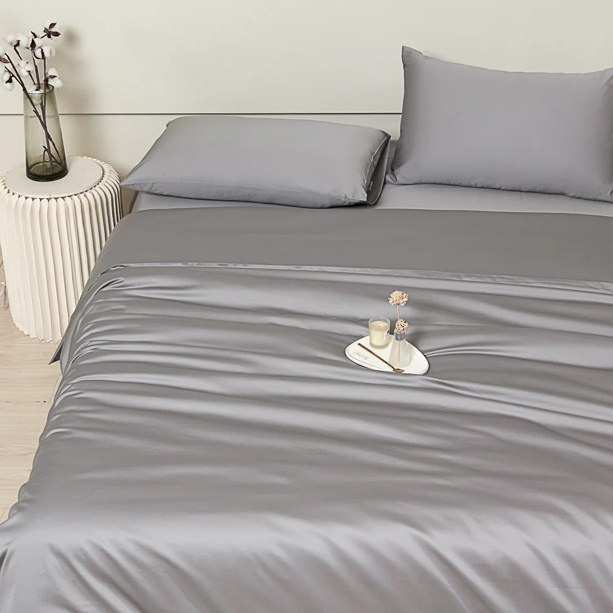 Rio Gray Premium Cotton Duvet Cover Set