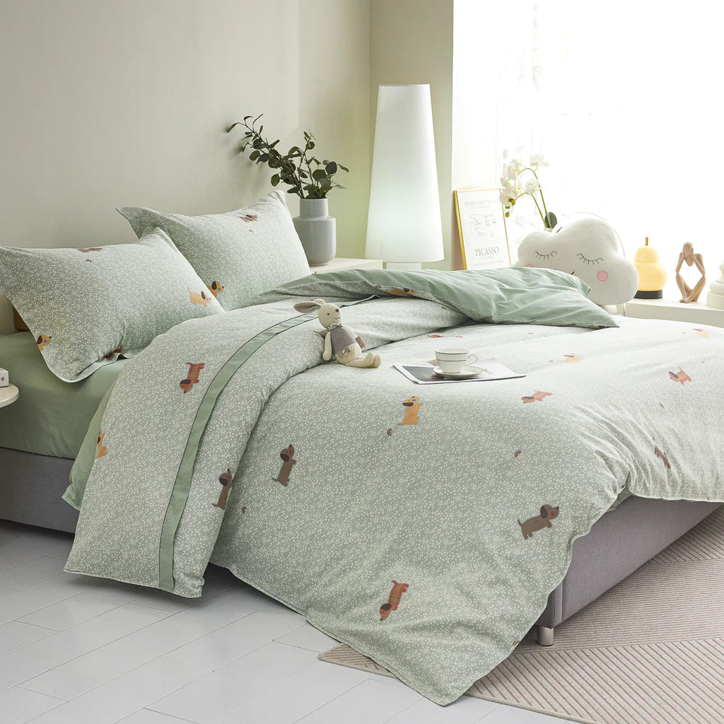 Buddy Cotton Fitted Sheet Duvet Cover Set
