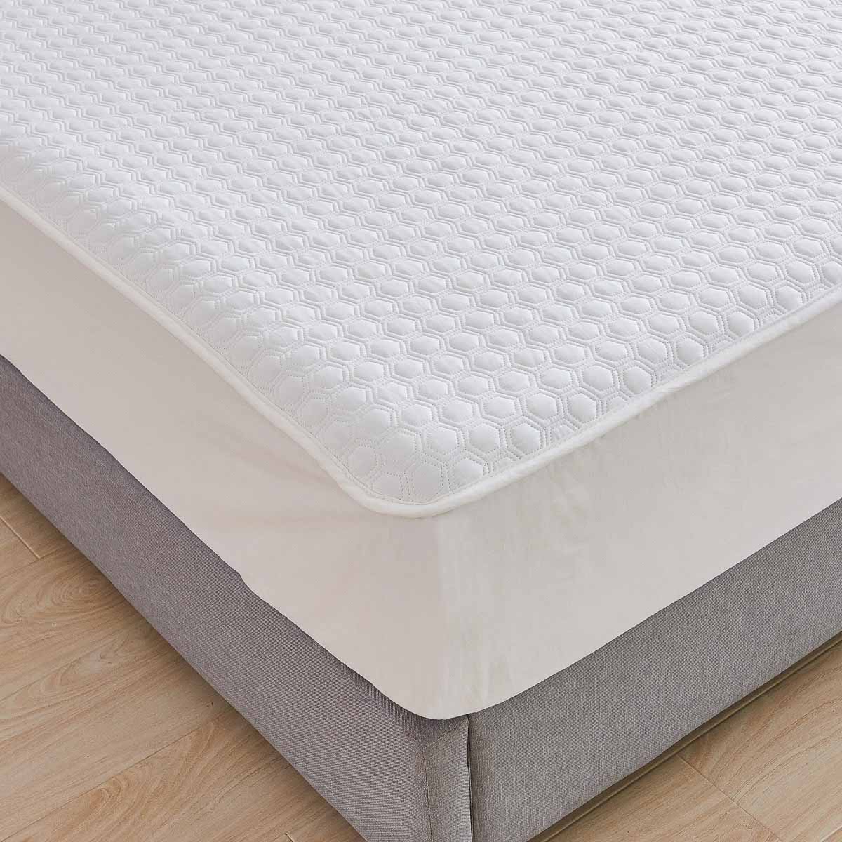 Solid White Quilted Cotton Mattress Topper