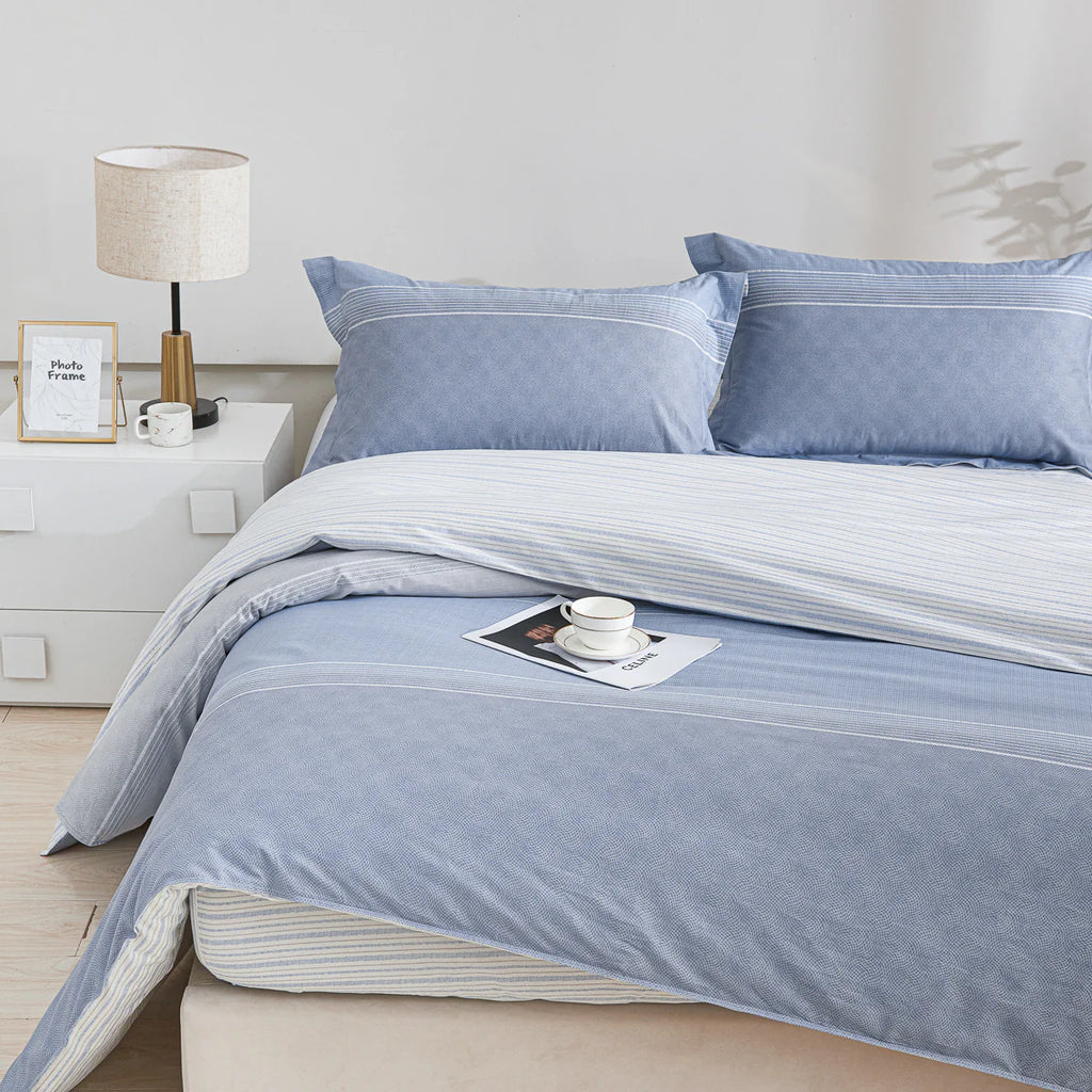 Borgan Cotton Fitted Sheet Duvet Cover Set