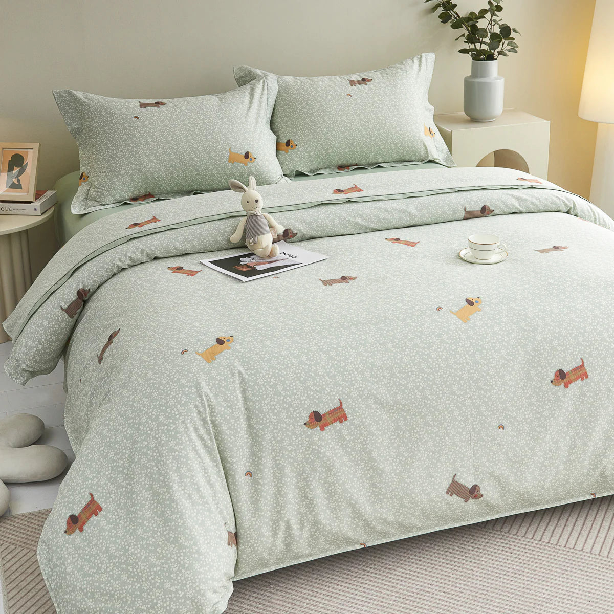 Buddy Cotton Fitted Sheet Duvet Cover Set