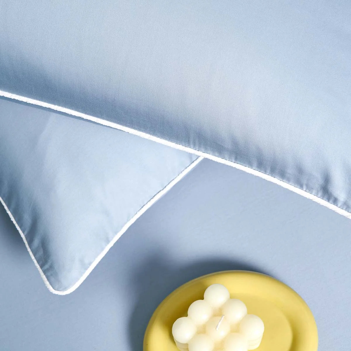 Gentle Blue Solid Color Premium Cotton Fitted Sheet Set