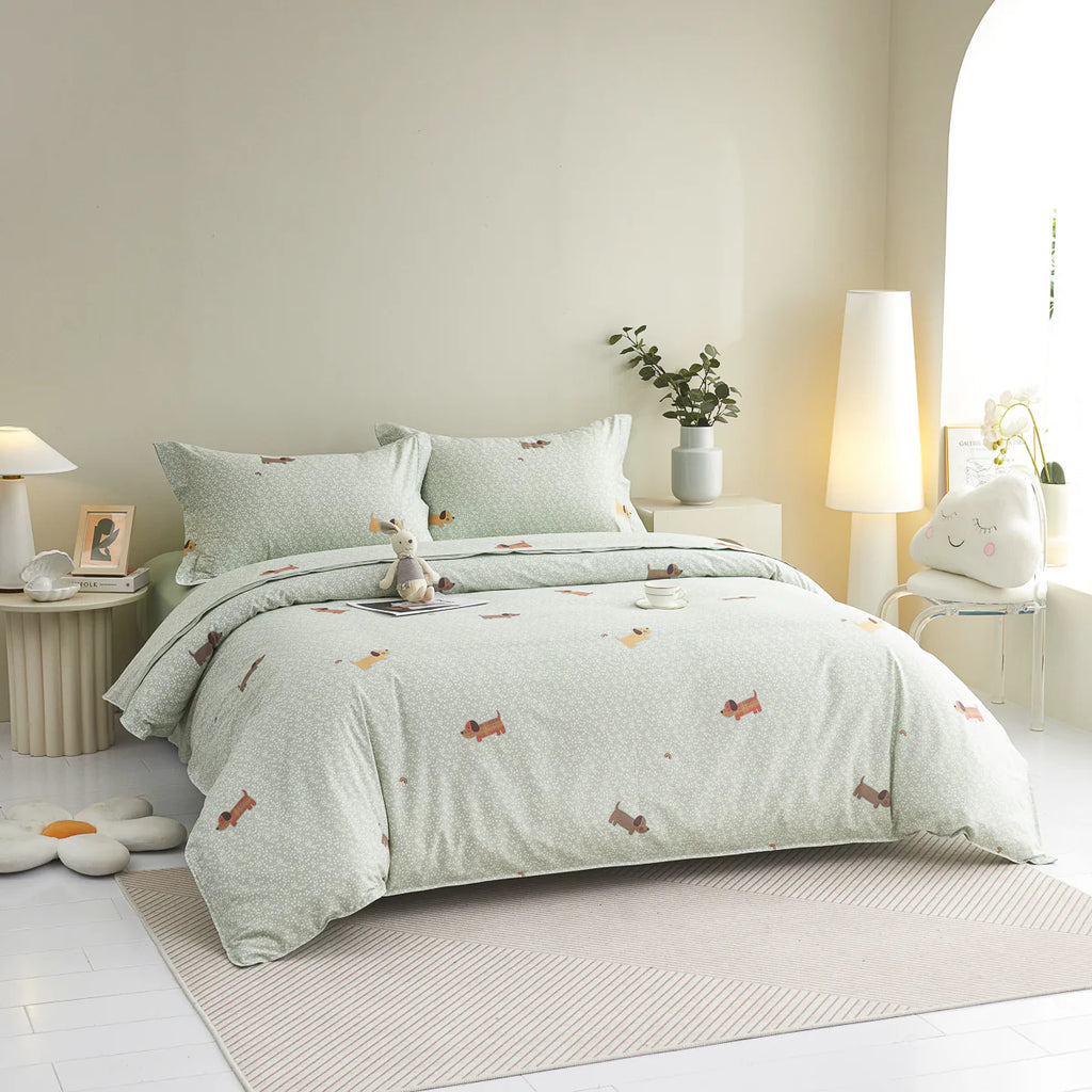 Buddy Cotton Fitted Sheet Duvet Cover Set