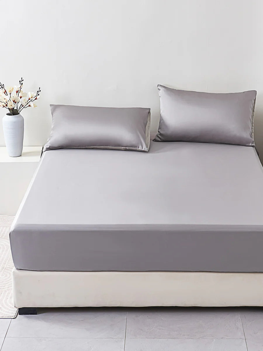 Cloudy Gray Solid Color Tencel™ Fitted Sheet