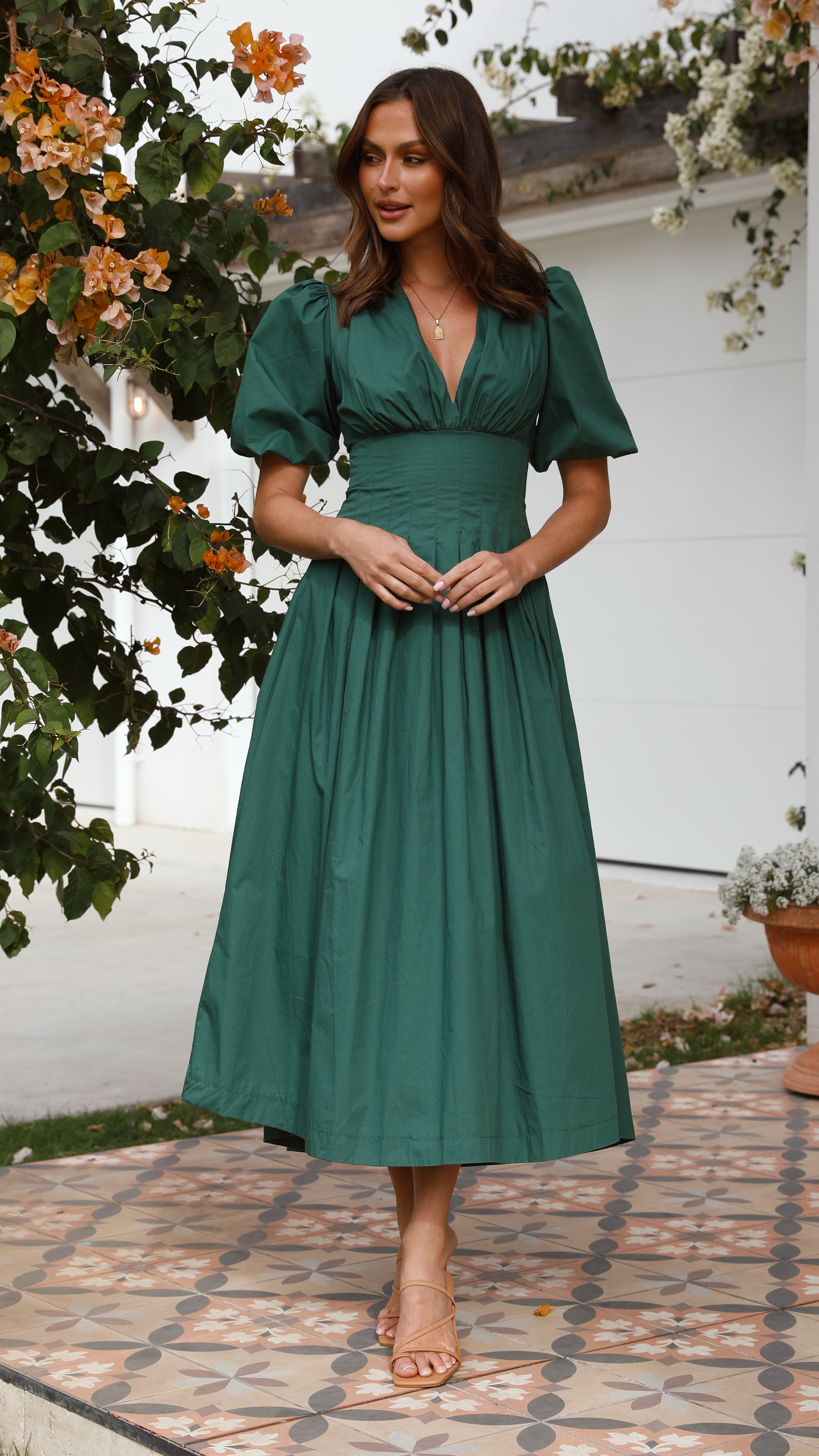 Laura Midi Dress - Emerald