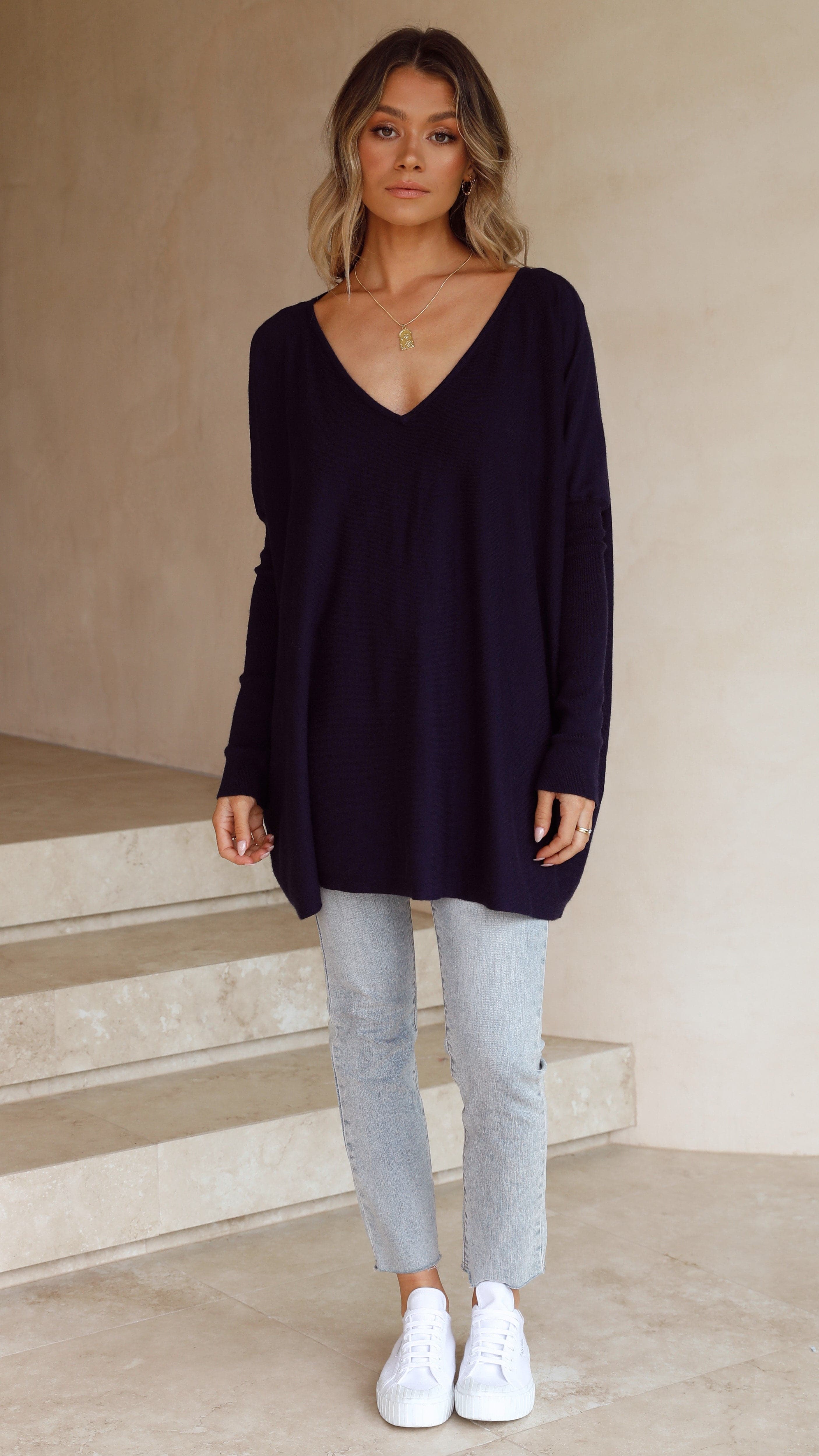 Amalia Knit Top - Navy