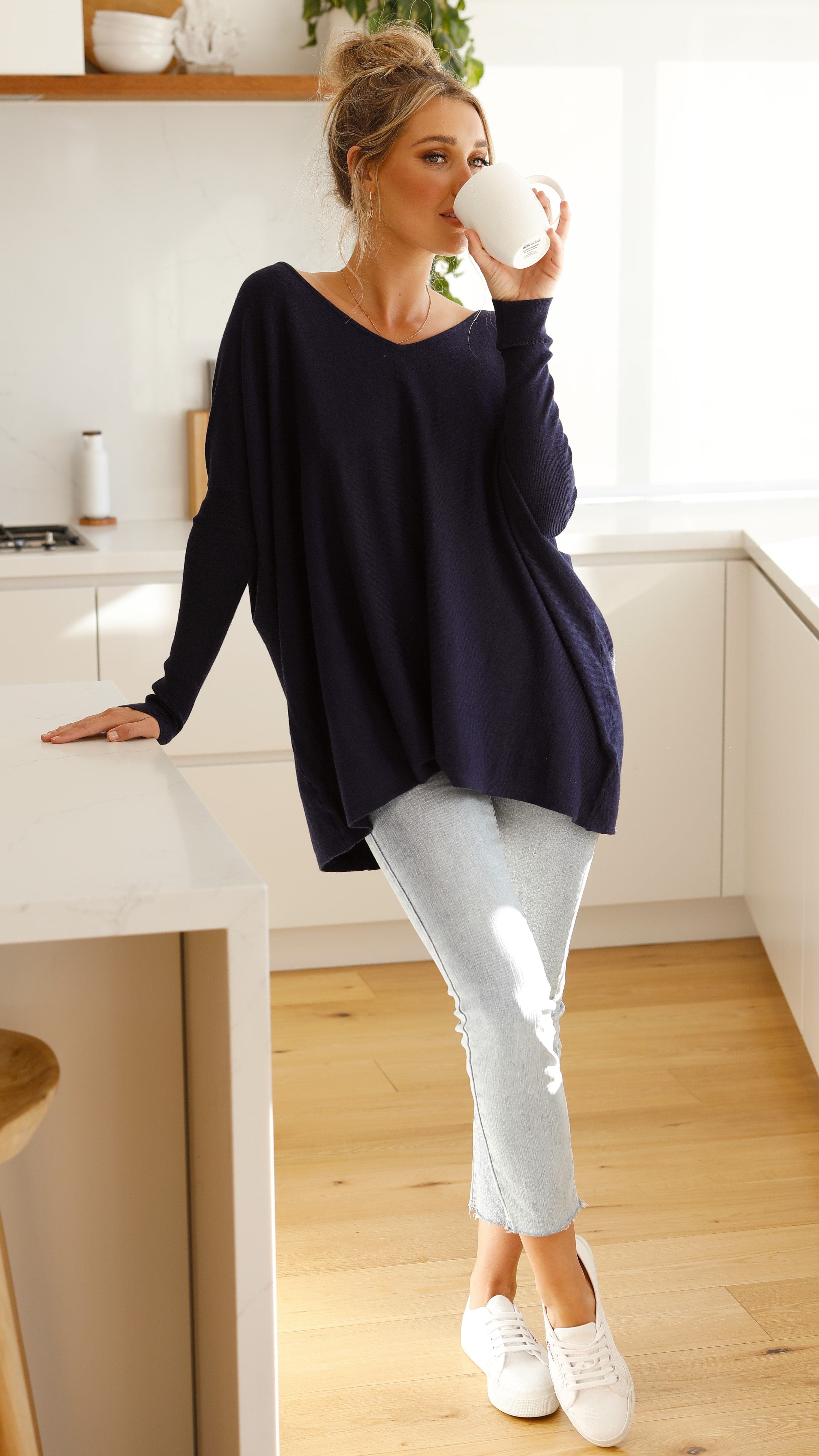 Amalia Knit Top - Navy