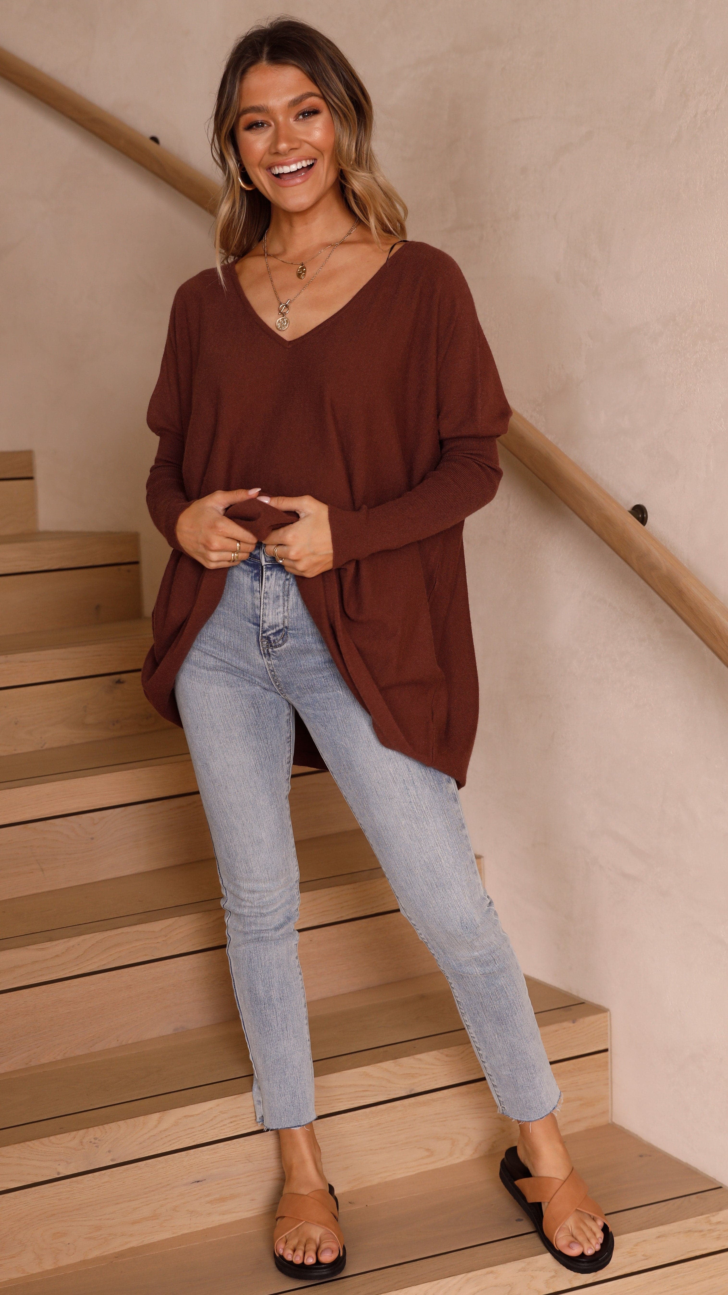 Amalia Knit Top - Chocolate
