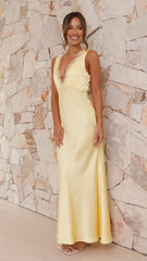 Basiano Maxi Dress - Yellow / Lace