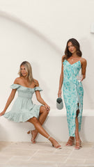 Debbie Midi Dress - Green Floral