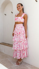 Kelly Top and Skirt Set - Pink