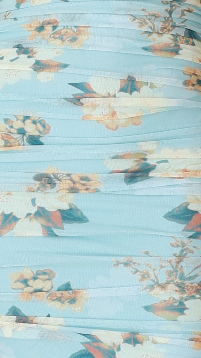 Faizah Midi Dress - Blue / Yellow Floral