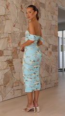 Faizah Midi Dress - Blue / Yellow Floral