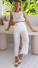 Aimee Linen Top - Oat