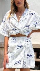 Abilene Wrap Mini Skirt - Sweet Bow Blue