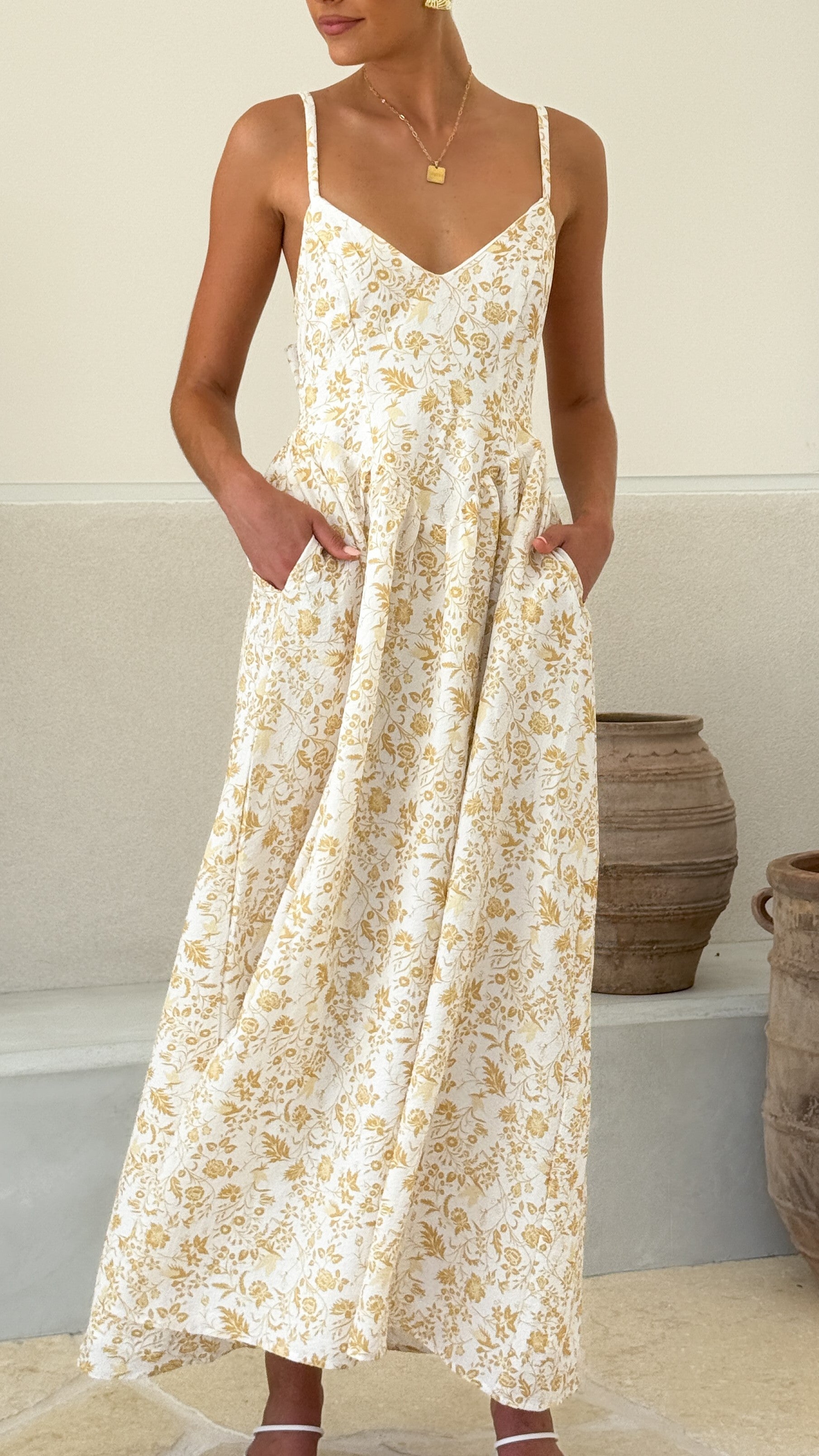 Azura Maxi Dress - Yellow Floral