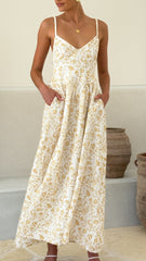 Azura Maxi Dress - Yellow Floral