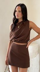 Lauren Off Shoulder Top - Chocolate