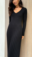 Cyra Long Sleeve Maxi Dress - Black