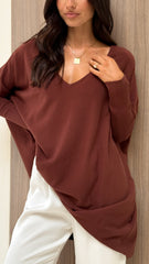 Amalia Knit Top - Chocolate