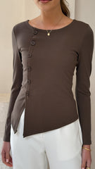 Addison Long Sleeve Top - Brown