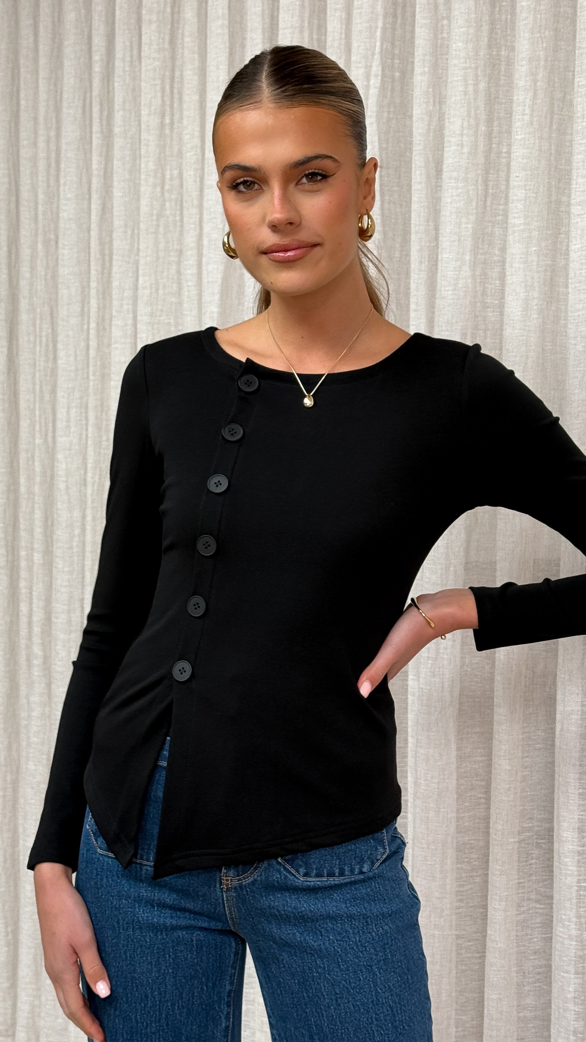 Addison Long Sleeve Top - Black