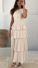 Anastasia Backless Maxi Dress - Oat