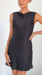 Korie Boatneck Mini Dress - Black