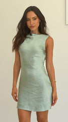 Korie Boatneck Mini Dress - Sage