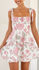 Aviana Mini Dress - Pink / Sage Floral