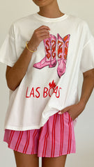 Las Botas Top and Shorts Set - White/Pink