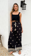Deni Pants - Black/Beige