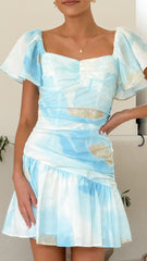 Laury Mini Dress - Blue Floral