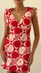 Delilah Mini Dress - Red / White