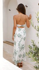 Margie Midi Dress - Green Floral